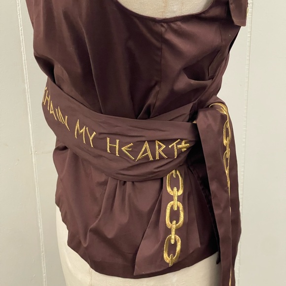 JC de Castelbajac Paris 2000s brown wrap top - Picture 4 of 12